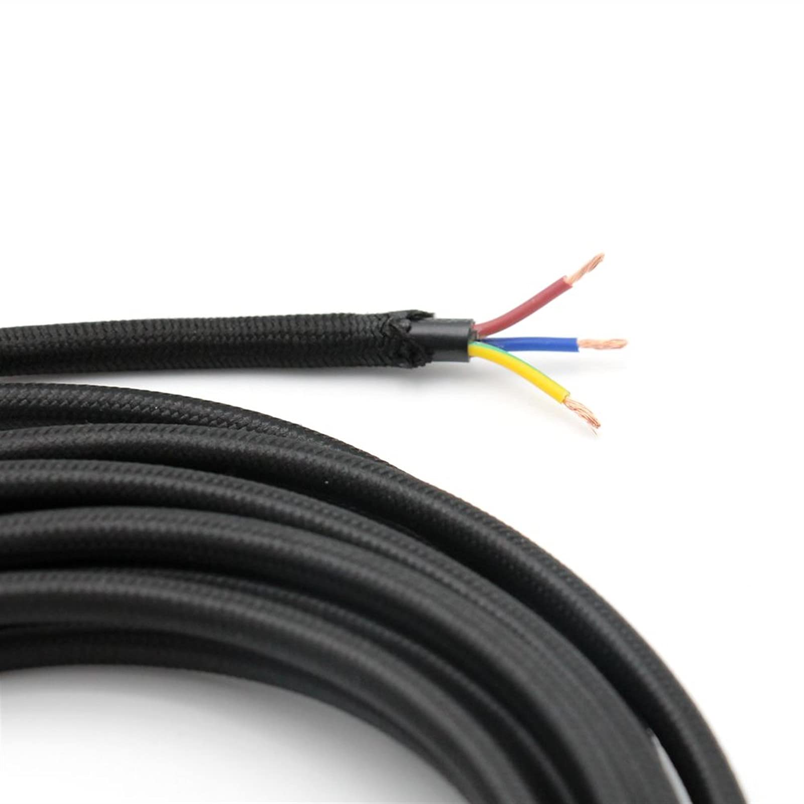 Silikonkabel, Elektrokabel 3 Kern 0,75 mm2 Gewebe Tuch Bedecktes Kabel Vintage Lichtkabel 3 Draht Elektrische Draht Textil Flexibles Netzkabel(Brown,20m)