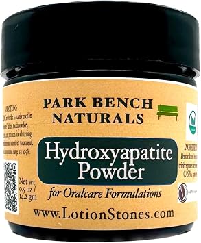 Park Bench Naturals Pure Hydroxyapatite Powder for Oral Care, Natural Ingredients, Clinically Proven Remineralization Formula, Rod-Shaped nanoXIM 0.5 oz