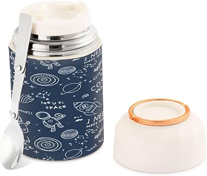 Kigai Insulated Food Jar, Stainless Steel Food Container with Folding Spoon