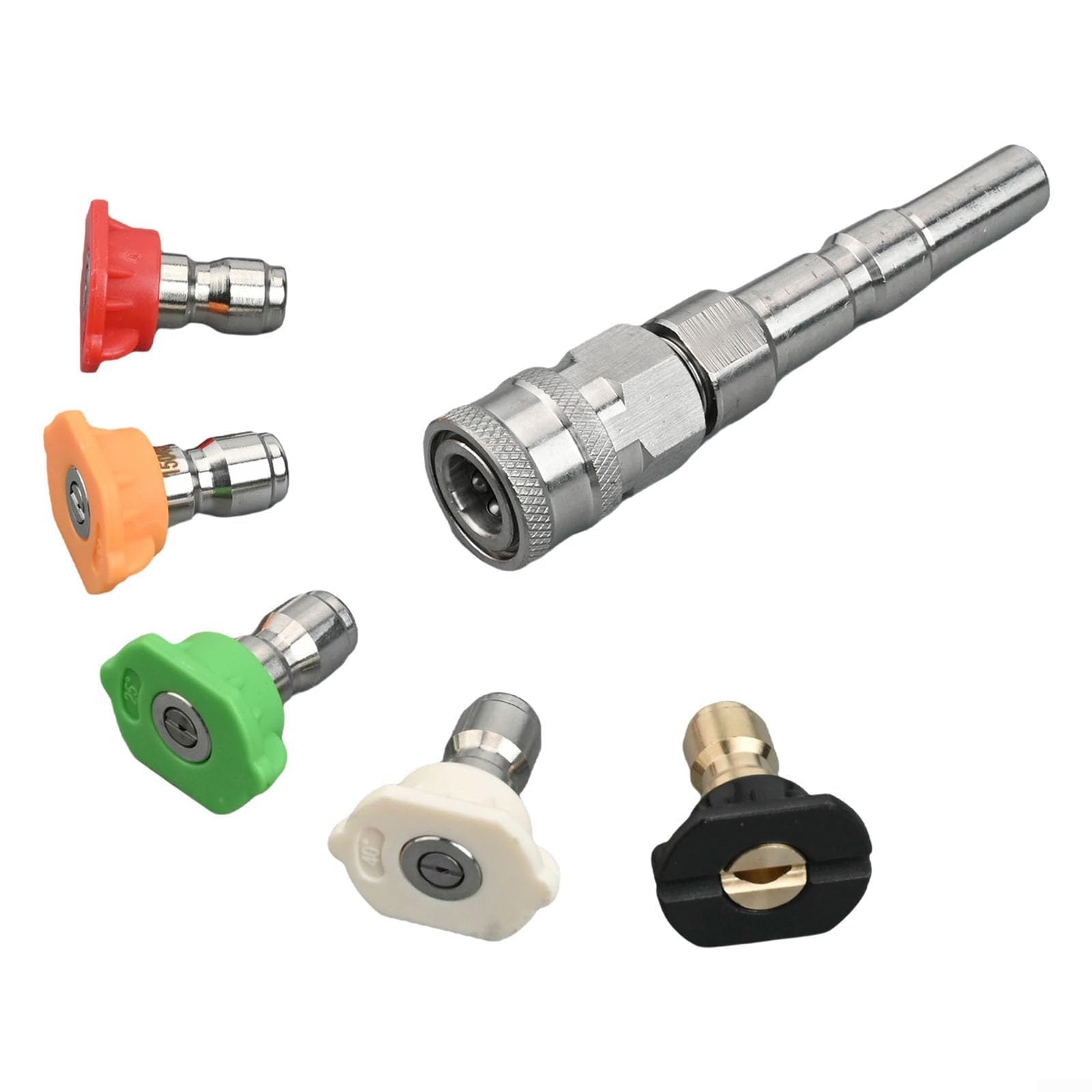 High Pressure Washer Adapter, 1/4 inch Stainless Steel Quick Connect with 5 Nozzle Kit for NILFISK Pressure Washers, Extension for LANCE Spary Wand Coupler, Snow Foam for LANCE Adapter