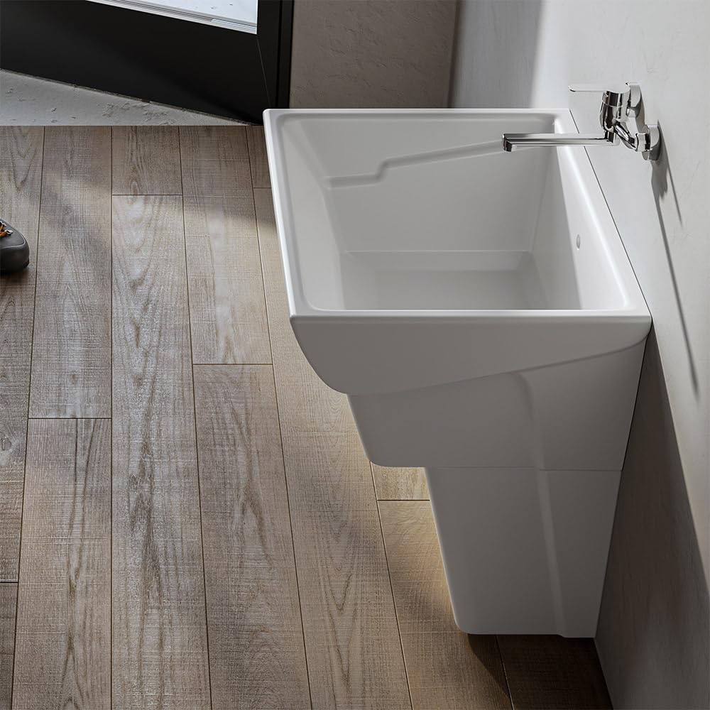 Coppia Piedini Da Appoggio Per Pilozzo Lavatoio 60x50 Cm Linea Messico, Alti 40 Cm, In Ceramica Bianco Lucida Dal Design Moderno