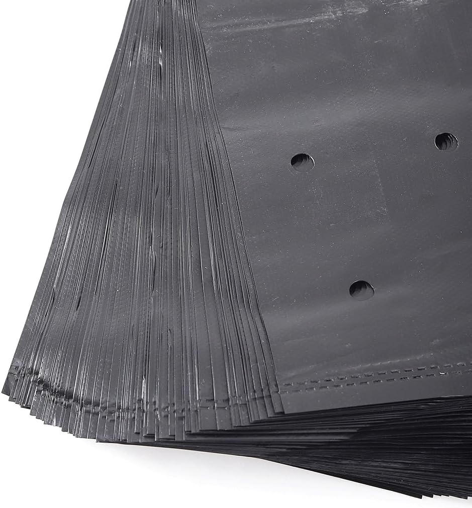 PE Nursery Bags Thicken Plant Grow Bags Seedling Pots, Garden with Breathable Holes Black Planting Bags 100 Pcs(Size:25x30cm(DxH))