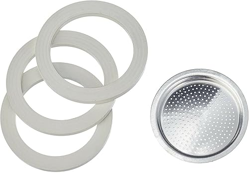 Miniatura 3 de Bialetti Las piezas de repuesto incluyen 3 juntas y 1 placa compatible con Moka Express, Fiammetta, Break, Happy, Dama, Mini Express y Rainbow, 1