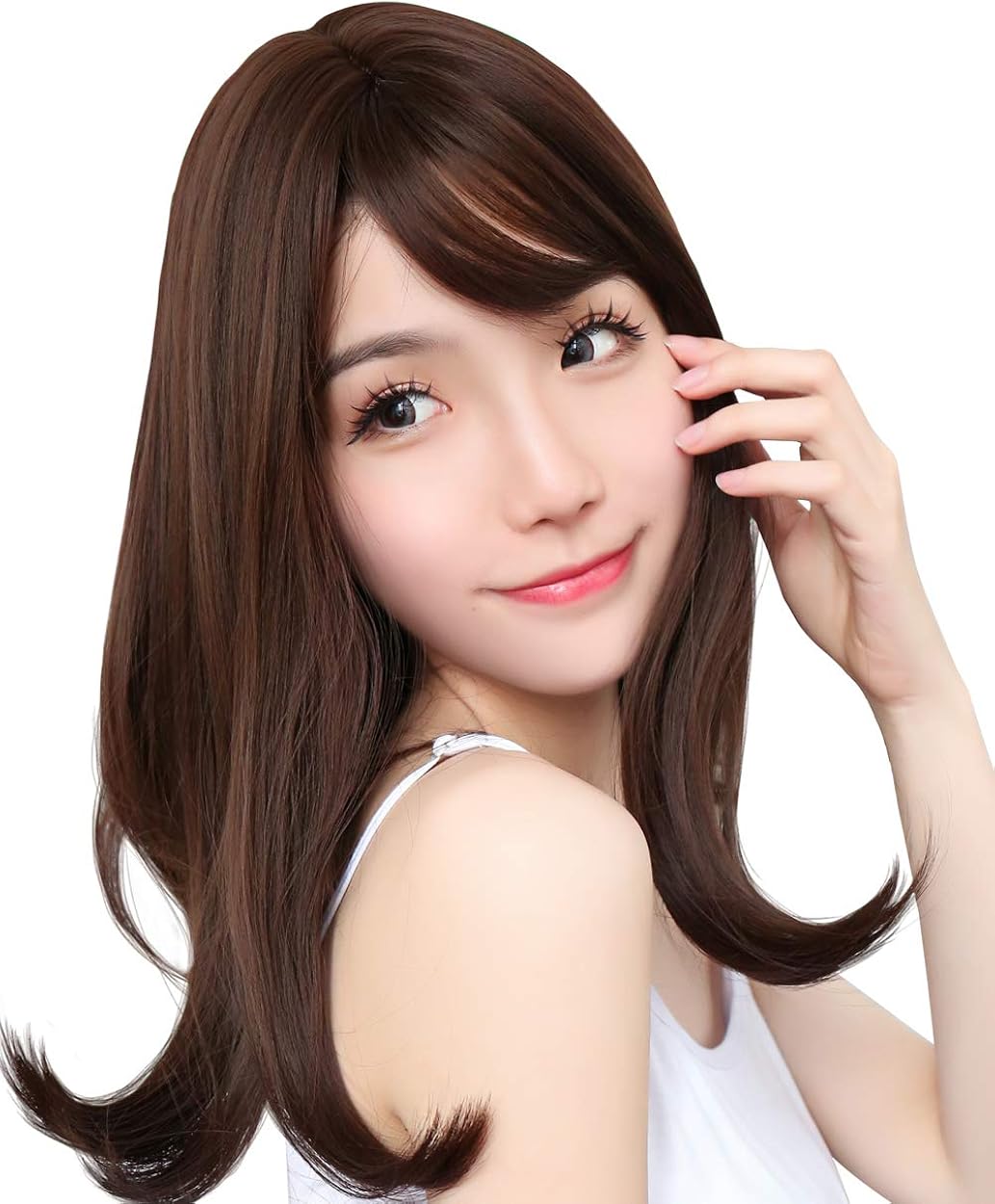 Amazon.co.jp TefuRe H6115 Wig Medium Semi Long Wig Bangs Wig Dark