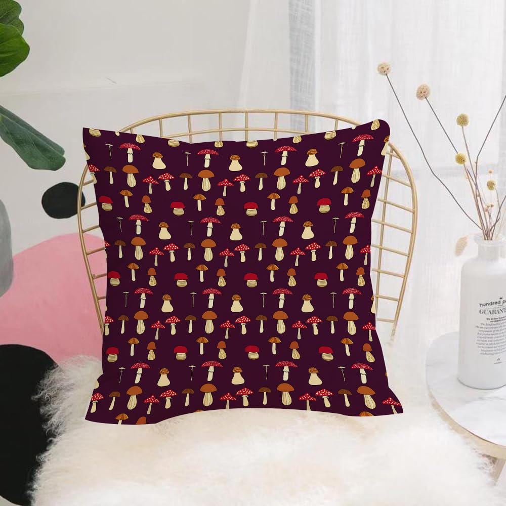 Hyosxw Pattern With Mashrooms On The Dark Backgroun - A1 Cushion Cover,Throw Pillow Case Home Decorative For Living Room Bedroom Sofa Chair 18X18 Inch,Pattern With Mashrooms On The Dark Background.,Pillowcase 45X45cm