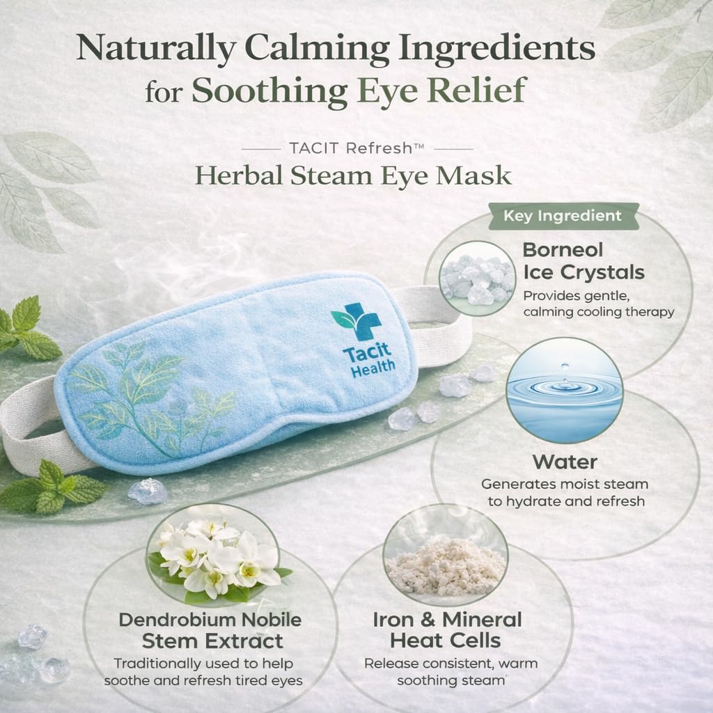 Tacit Refresh Herbal Steam Eye Mask – Heated Eye Mask for Dry Eyes & Eye Fatigue Relief, Warm Compress for Relaxation, Natural Botanical Aroma, 10 Count