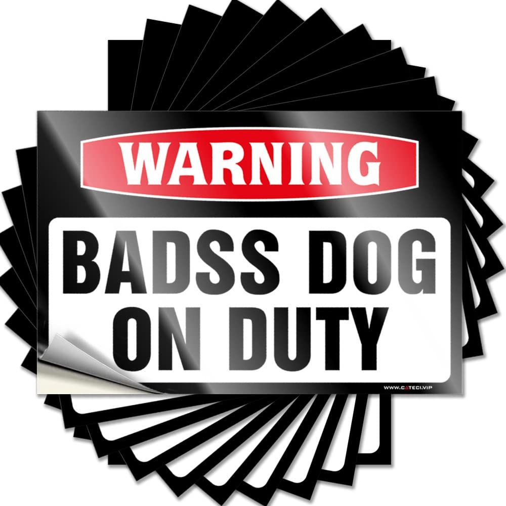 Warning Badass Dog On Duty Bath Sets Happy - Decal Bottle Waterproof Decal(12X18CM)