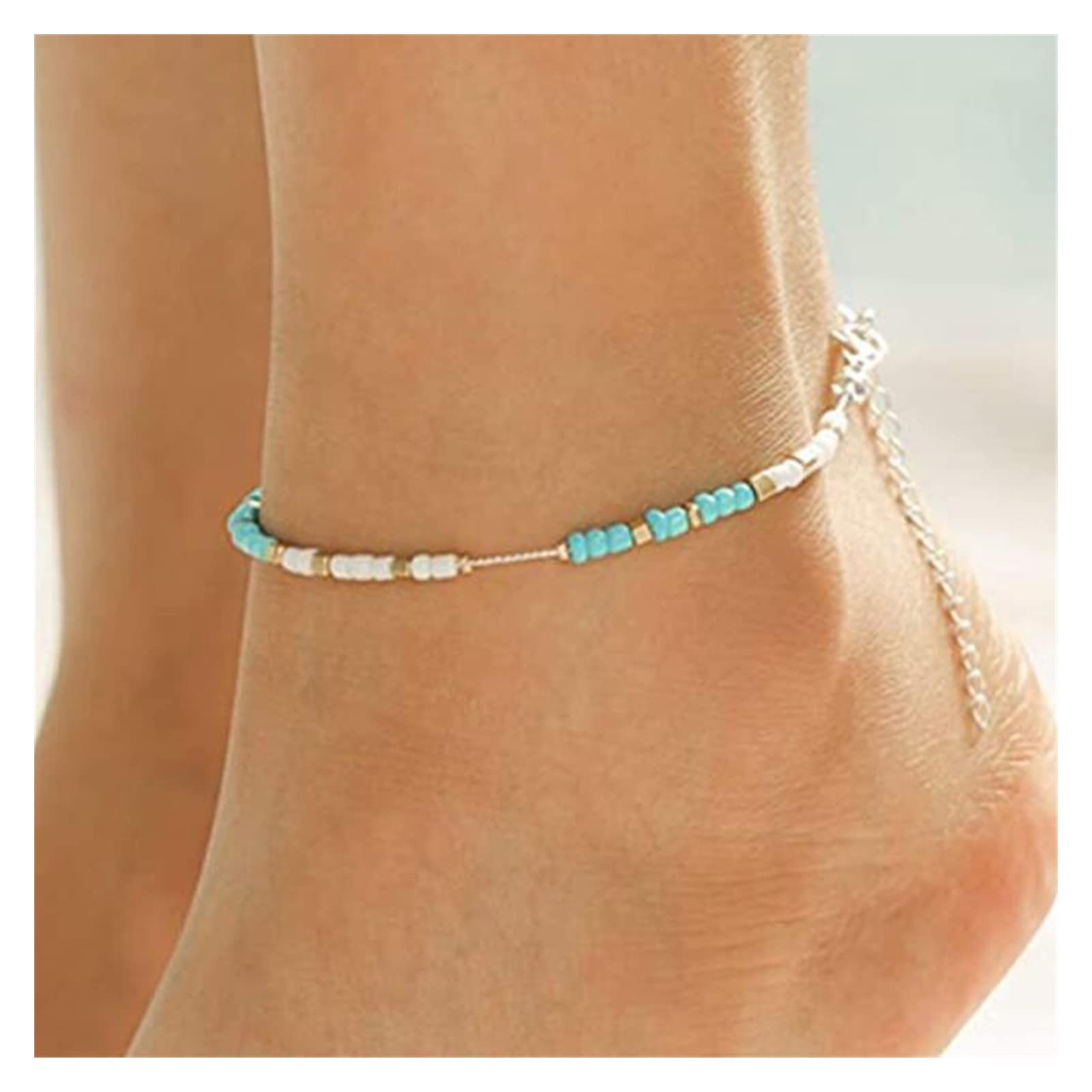 Cavigliere Perline Colorate Fatte a Mano Gioielli Cavigliera per Gioielli da Donna Ornamenti per Caviglie di personalità retrò Cavigliera Moda Cavigliere da Donna (Color : Orange)