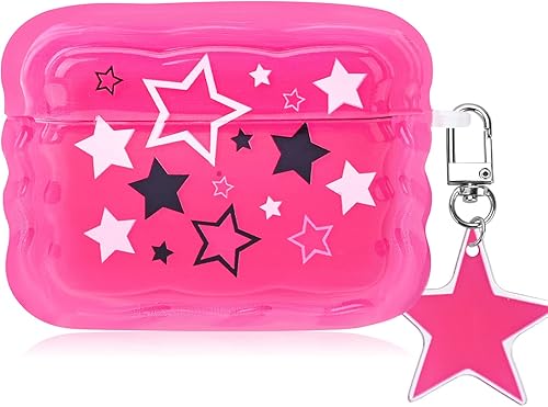 Mainrenka Linda funda Kawaii Airpod Pro 2 con diseño estético de estrellas rosas compatible con Airpod Pro de 2 generación para niñas y mujeres