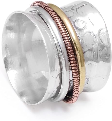 Miniatura 44 de Veracity Jewelry Sterling Silver Fidget Ring Spinner Ring Anxiety Relieving Rings For Unisex Meditation Thumb Worry Healing Birthday Promise Band