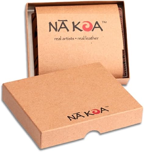 Miniatura 5 de Cartera plegable de tatuaje polinesio para hombre, cuero genuino, arte de tatuaje de tiburón "Mano" por Kuaika Quenga de NAKOA, Negro con tatuaje