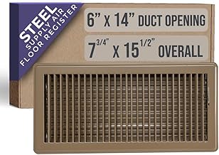 Fits 6x14 and 14x6 Duct Opening | Floor Register with Louvered Design by Handua | Heavy Duty Walkable Design with Damper | Floor Vent Grille | Easy to Adjust Air Supply Lever | Brown