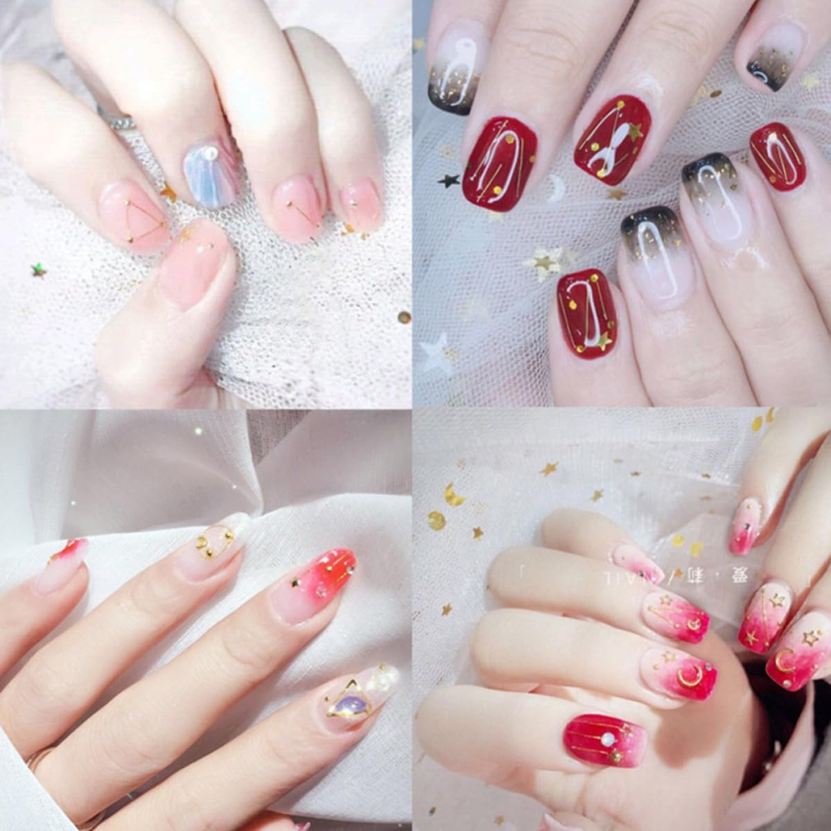 HEMOTON 16 Boxes Nail Metal Wire for Manicure Nail Decoration with Shiny Decorative Effects Alloy Material Ornament and Styles