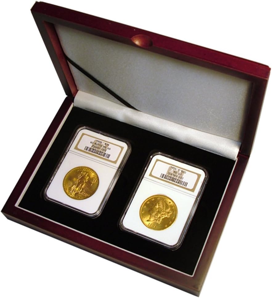 Display box for two NGC/PCGS/Premier/Lil Bear Elite Coin Slab Mahogany Matte Finish