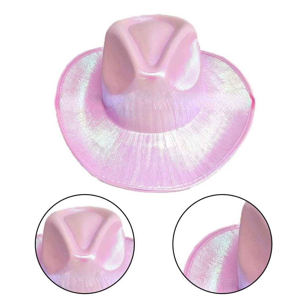 Cappello Cowboy Olografico Lampeggiante Neon – Glitter Iridescente, Perfetto Per Feste A Tema, Halloween E Cosplay