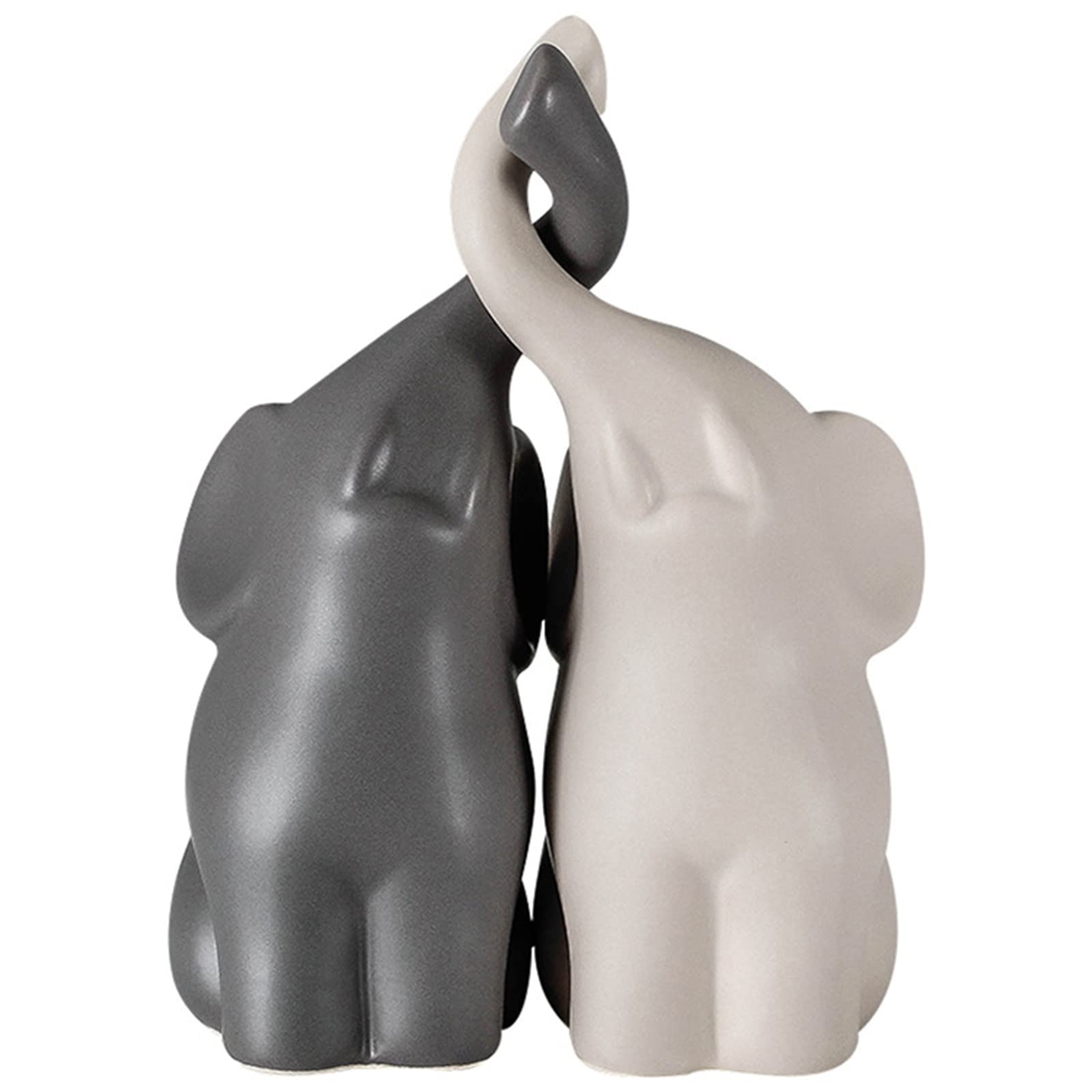 Statua di Animali in Ceramica Moderna, Scultura di Elefante Bianco E Nero Decorazione Creativa Ornamento Animale Utilizzato per La Decorazione Domestica, Elefante Gemello,L