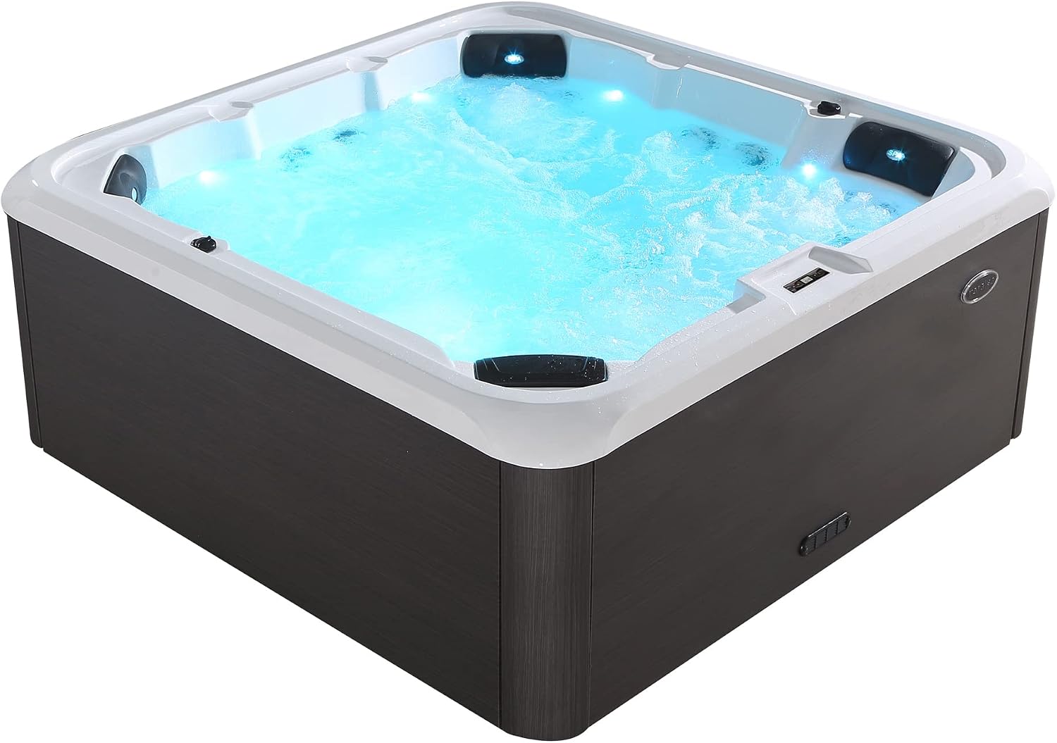 Empava Luxury Outdoor Hot Tub 6 Person Whirlpool Outdoor Spa Tub Freestanding Bathtub, 85IN 36 Jets Massage Square Relaxing Home Garden Hot Tub Spa with LED Lights & Cover, Black