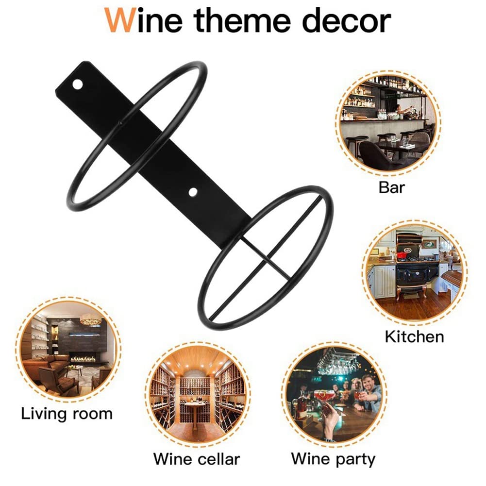 Supporto da parete per vino, 6 confezioni da parete, in metallo, per bottiglie di vino, decorazione da parete motivi di vino