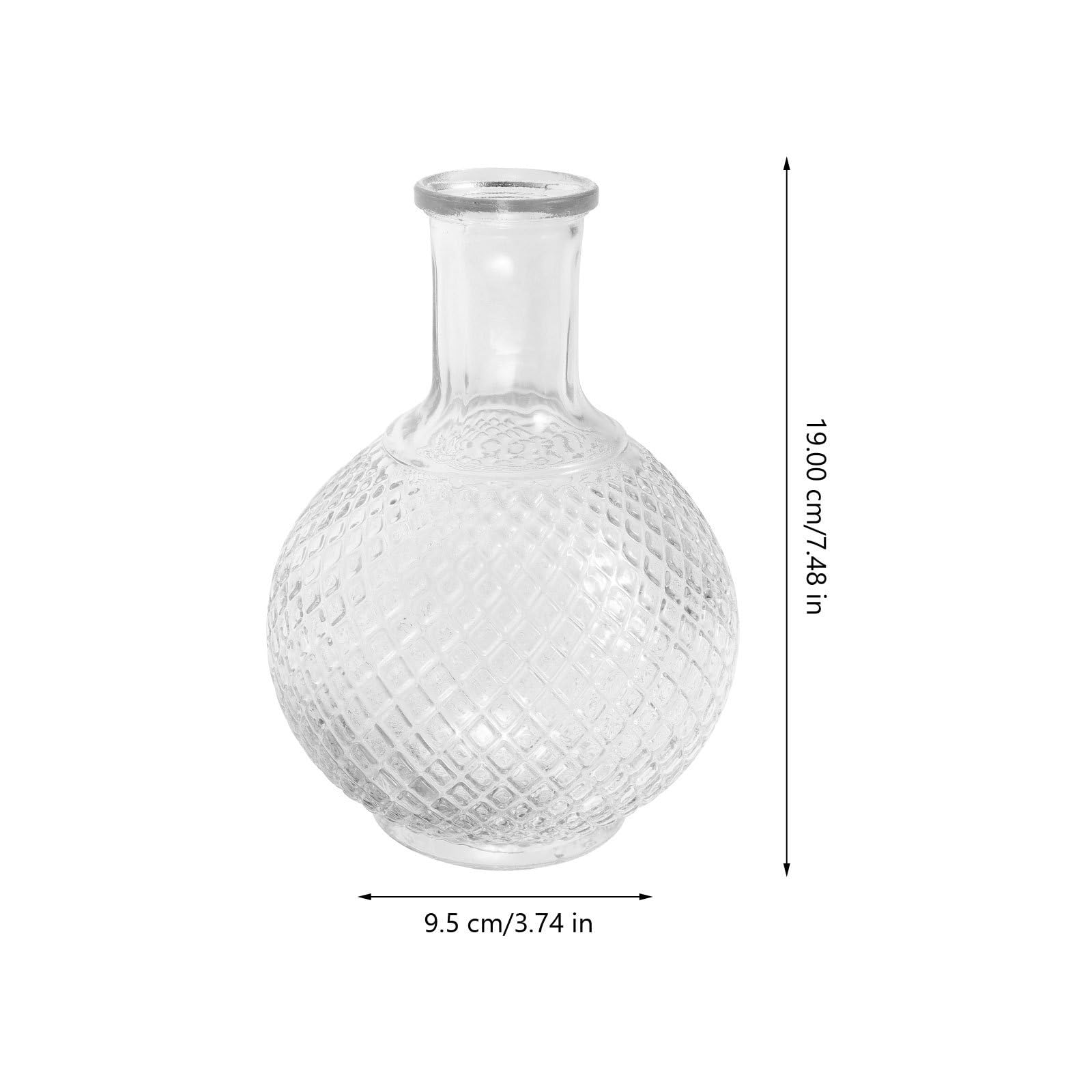 3 Pezzi Vaso da Tavolo in Vetro Rilievo, Rotondo per Fiori