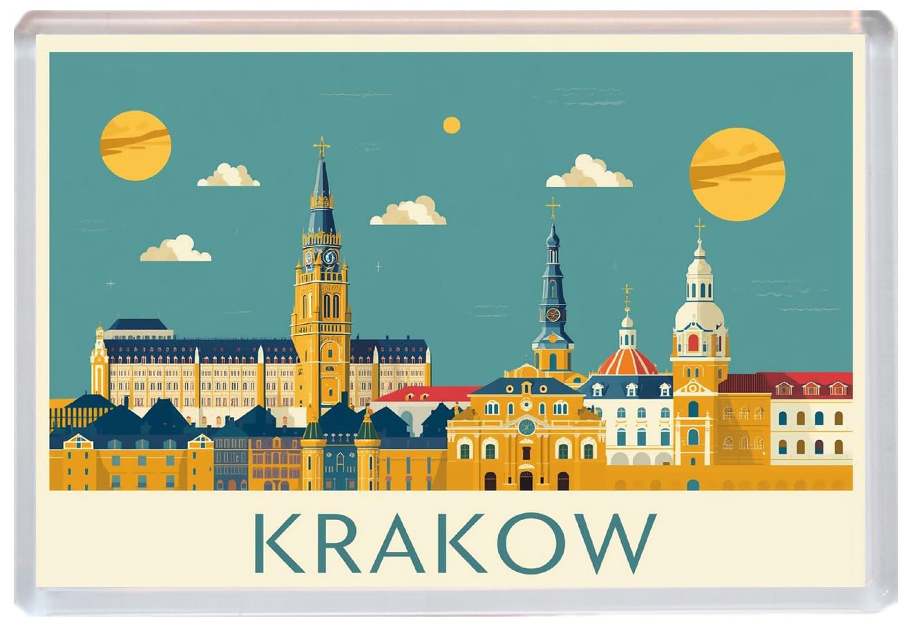 Baked Bean Store Multicolor Krakow - Poland - Jumbo Artistic Fridge Magnet 96 X 67Mm Bbsfhm3338