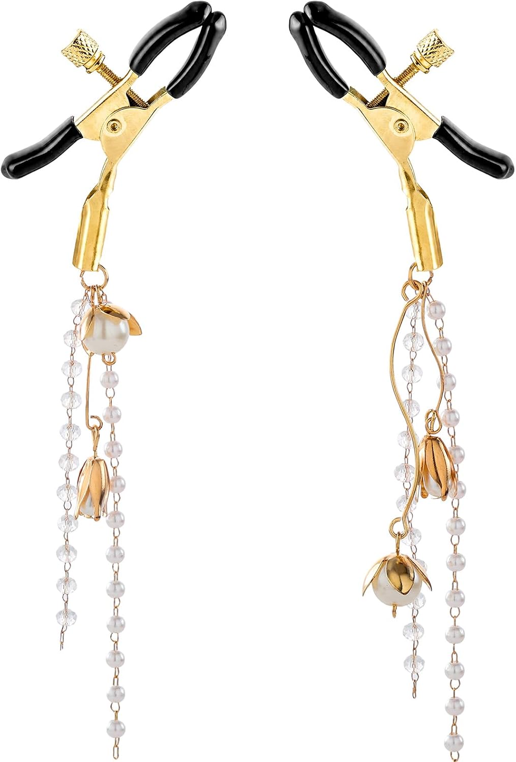 Adjustable Nipple Clips for Women Play - 2 Pcs Nipples Clamp with Tassel Non Piercing Nipples Jewelry for Adult Play