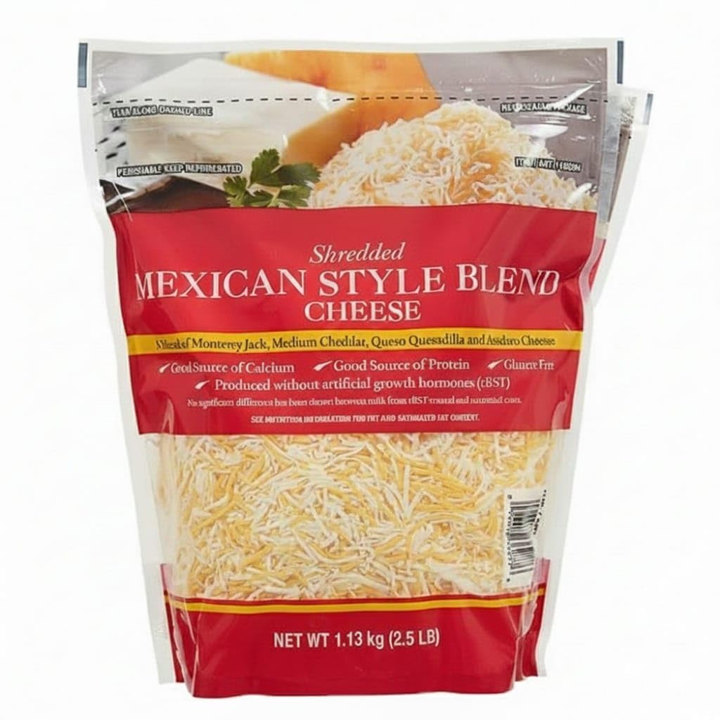Mexican Style Four Cheese Blend, Shredded | Monterey Jack, Medium Cheddar, Queso Quesadilla, Asadero | 2.5 lbs, 2-Pack