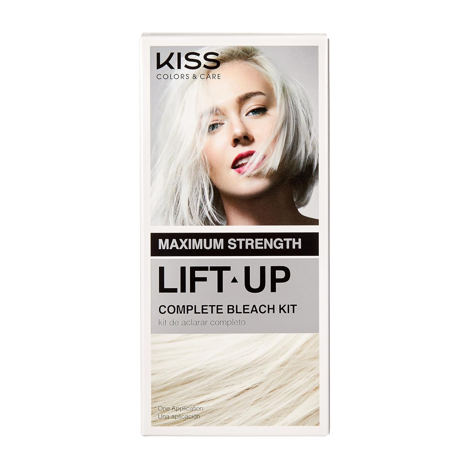 KISS Lift Up Complete Hair Bleach & Icy Silver Toner Kit - 6-Pc DIY Bleach for Dark Hair, Plex Serum for Max Lift & Min Breakage