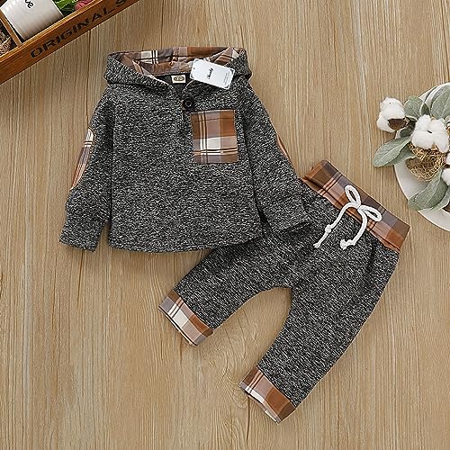 Toddler Baby Boy Clothes Infant Newborn Boy Outfit Long Sleeve Hoodie Sweatshirt Pants Fall Winter Clothes Set4