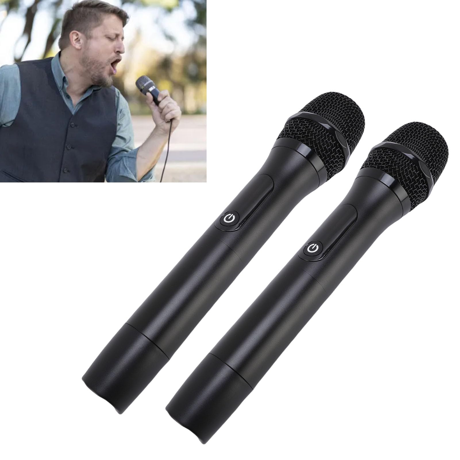 Bezprzewodowy Mikrofon Karaoke, Podwójny Metalowy Metalowy System Mikrofonu z Odbiornikiem do śpiewania
