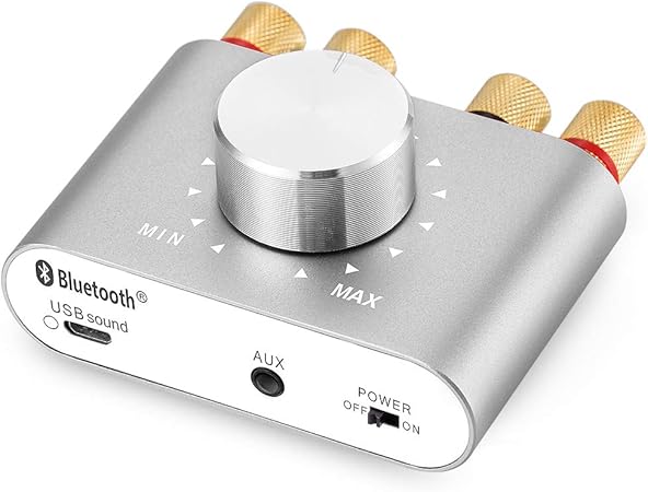 Amazon Co Jp 進化版 Bluetooth5 0 アンプ パワーアンプ 50w 2 オーディオアンプ スピーカー 小型 大出力 Aux Usb Bluetooth 3種の入力 Hi Fi 音質 ステレオ デジタルアンプ 電源アダプタ付き シルバー 一年保証 家電 カメラ