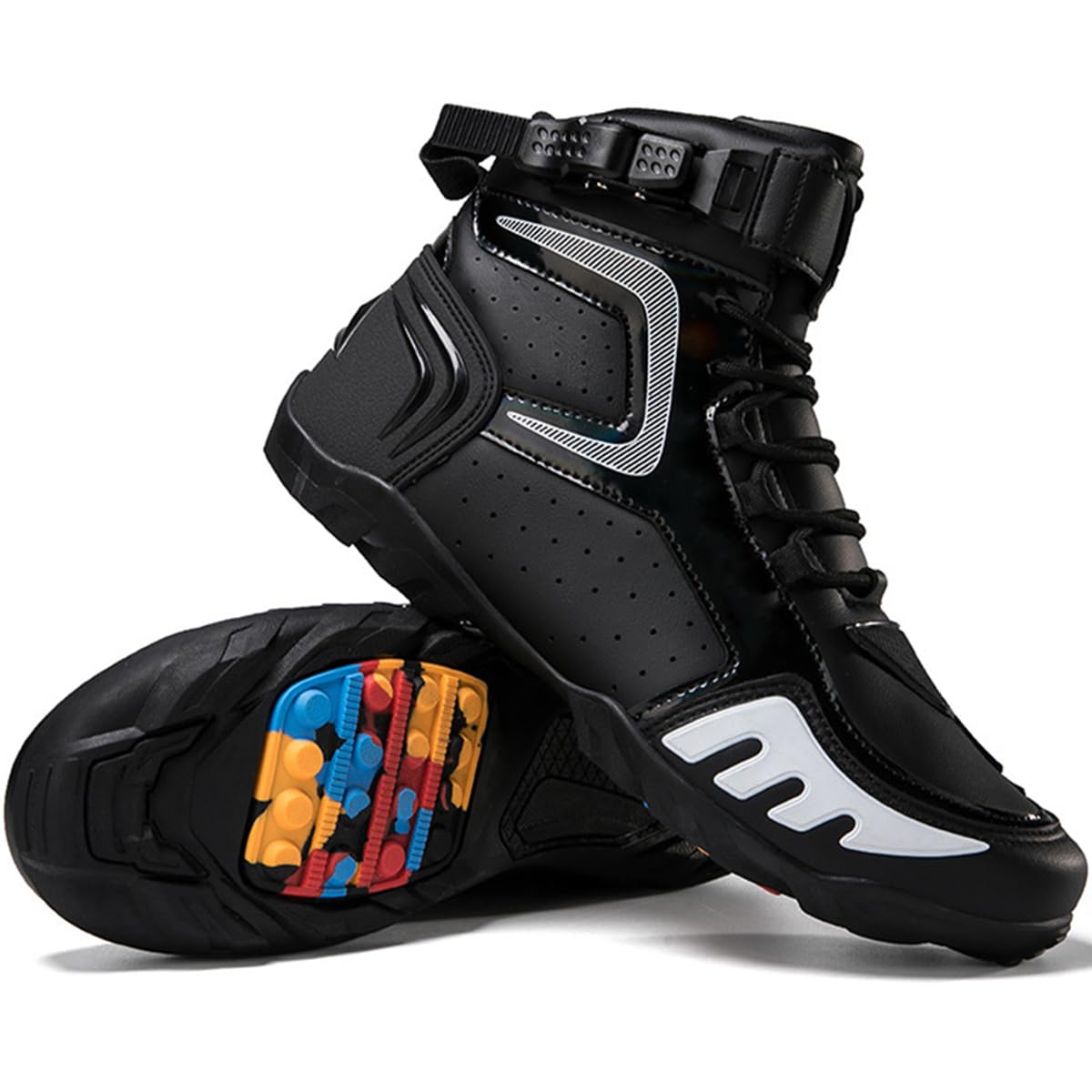 Stivali da Moto Uomo Scarpe Motocross Traspirante Rinforzato | Resistenti agli Urti, Chiusura Rapida, Supporto alla Caviglia, Suola Antiscivolo, Impugnatura del Cambio, Pista e Strada