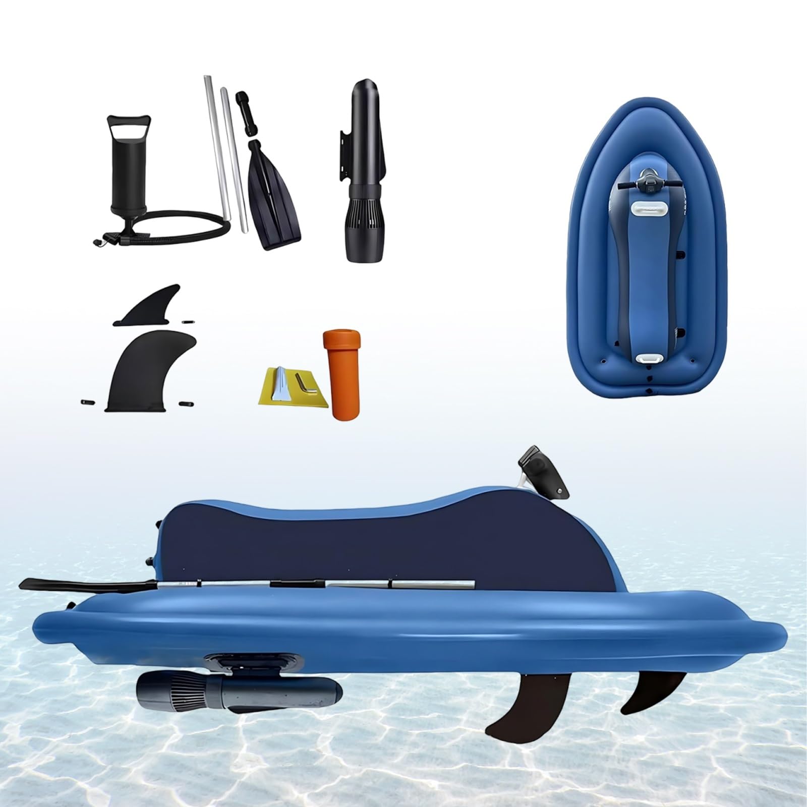 Gommone Motorizzato 2 Posti con Vite Elettrica, Barca Gonfiabile Grande capacità per Adulti, Imbarcazione in PVC Robusto Anti-Capovolgimento per Mare Spiaggia e Lux Pool Party