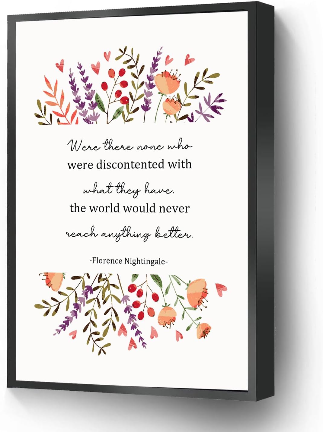 Florence Nightingale Modern Canvas Wall Art Nurse Quote Poster Flower Print For Living Room Bedroom Office School Wall Decor Ready To Hang(Wood Framed 12" X 18")