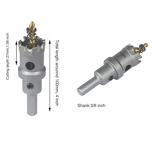 Miniatura 2 de Sierra perforadora de carburo de 1-12 pulgadas para metal, acero inoxidable, hierro, cobre, latón, acero suave, cortador de agujeros resistente de