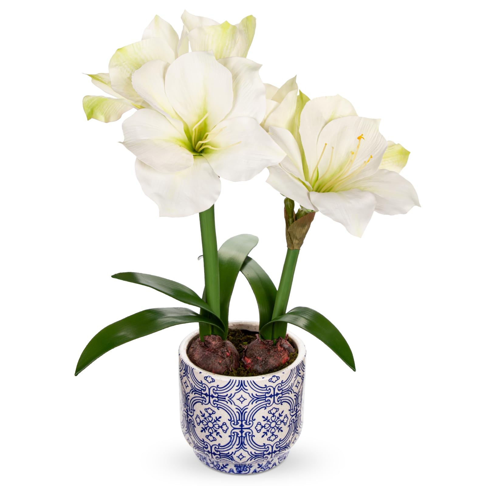 Briful Amaryllis Artificial in Blue Pot