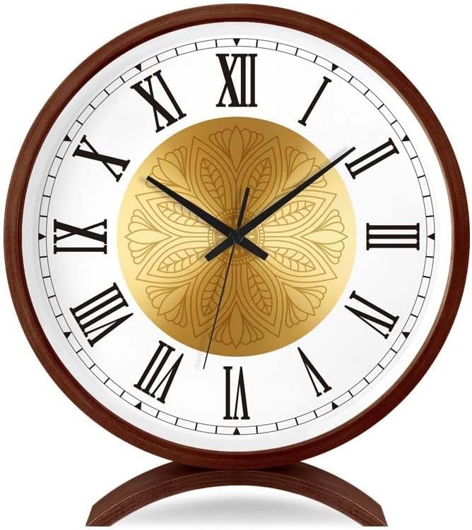 Mantel Clock, Desk Clock, Solid Wood Mantel Clock, Family Clock of Living Room Bedroom Solid Wood Quartz Clock Desktop Decoration(B,8in)