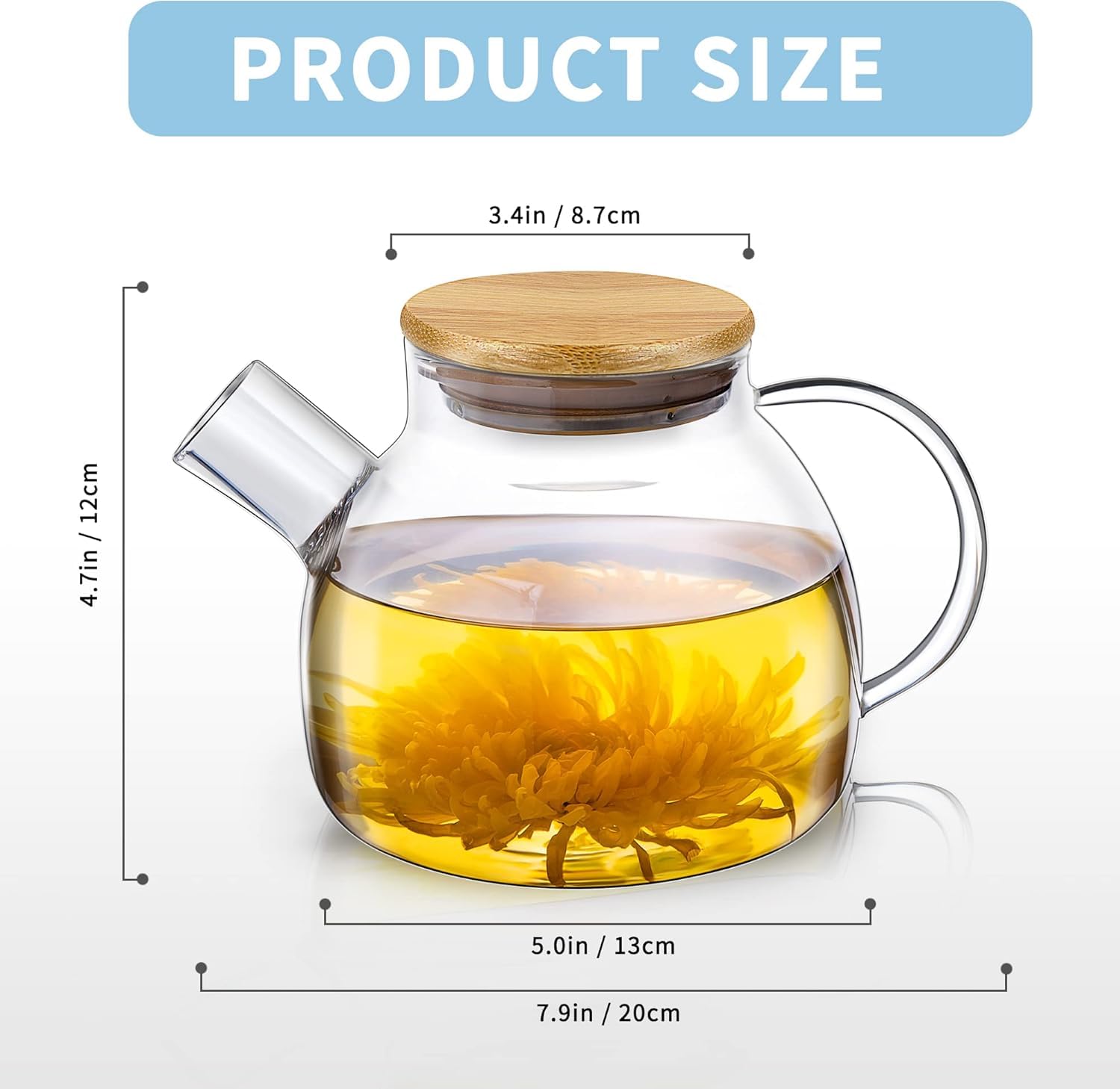 Glass Teapot - 1000ml Tea Kettle with Filter -7
