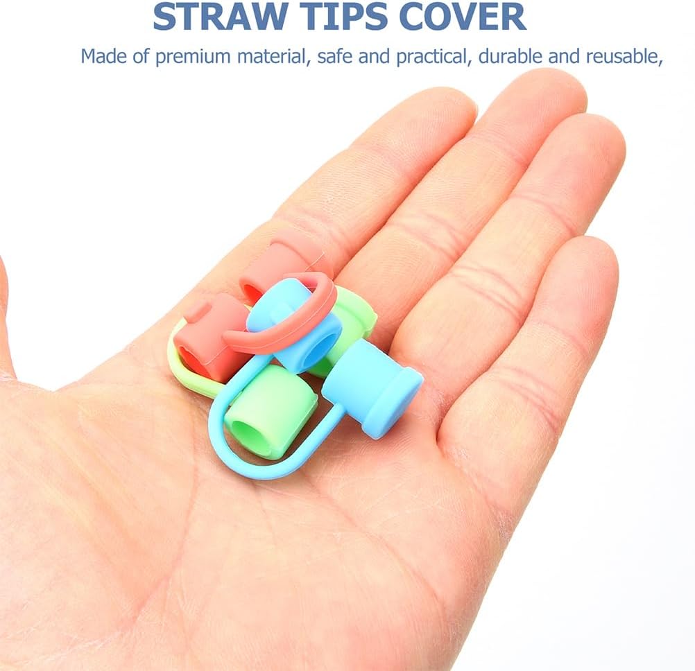 FRCOLOR 100 Pcs Straw Stopper Drinking Straw Cover Tip Cover Reusable Caps Silicone s Metal Glass Cups Silicone Plugs Tip Caps Tips