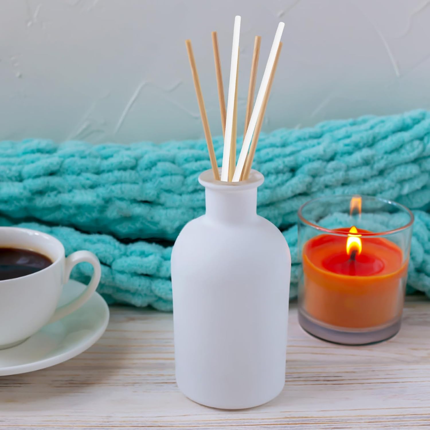 300pcs White Fiber Reed Diffuser Replacement Sticks for Essential Oils
