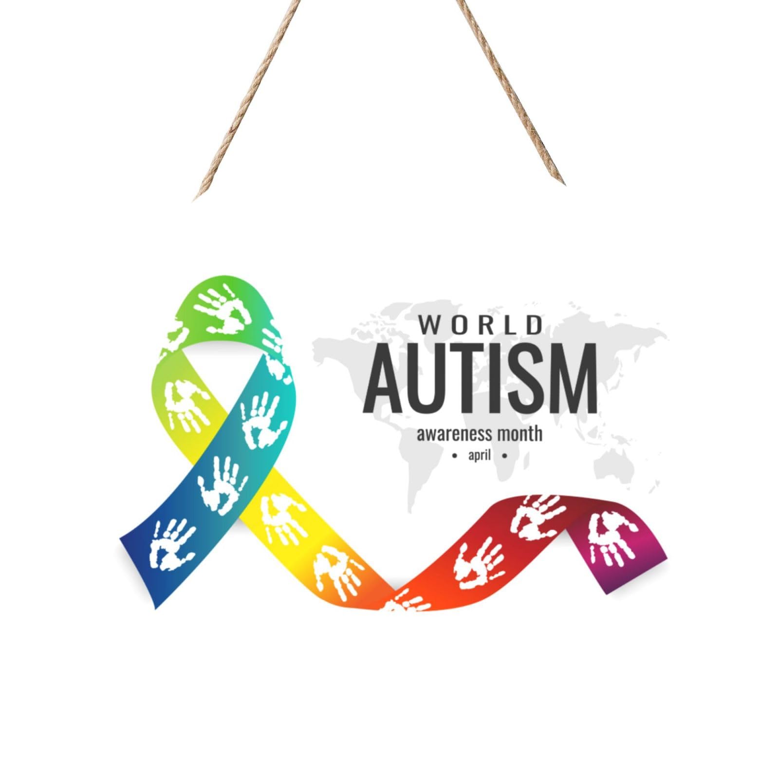 Autism Awareness Month Door Signs Plaques Wood Welcome Sign For Front Door Wall Hanging For Home Farmhouse Office Classroom Party Decoration