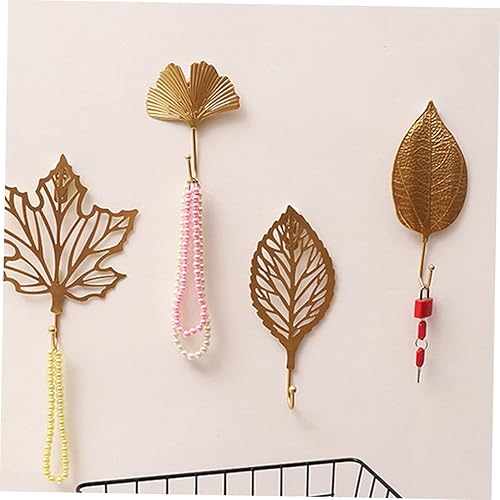 Miniatura 5 de OSALADI 2 ganchos de hojas para plantas, ganchos de cortina dorados, ganchos de pared para decoración de habitación, ganchos de pared de baño,