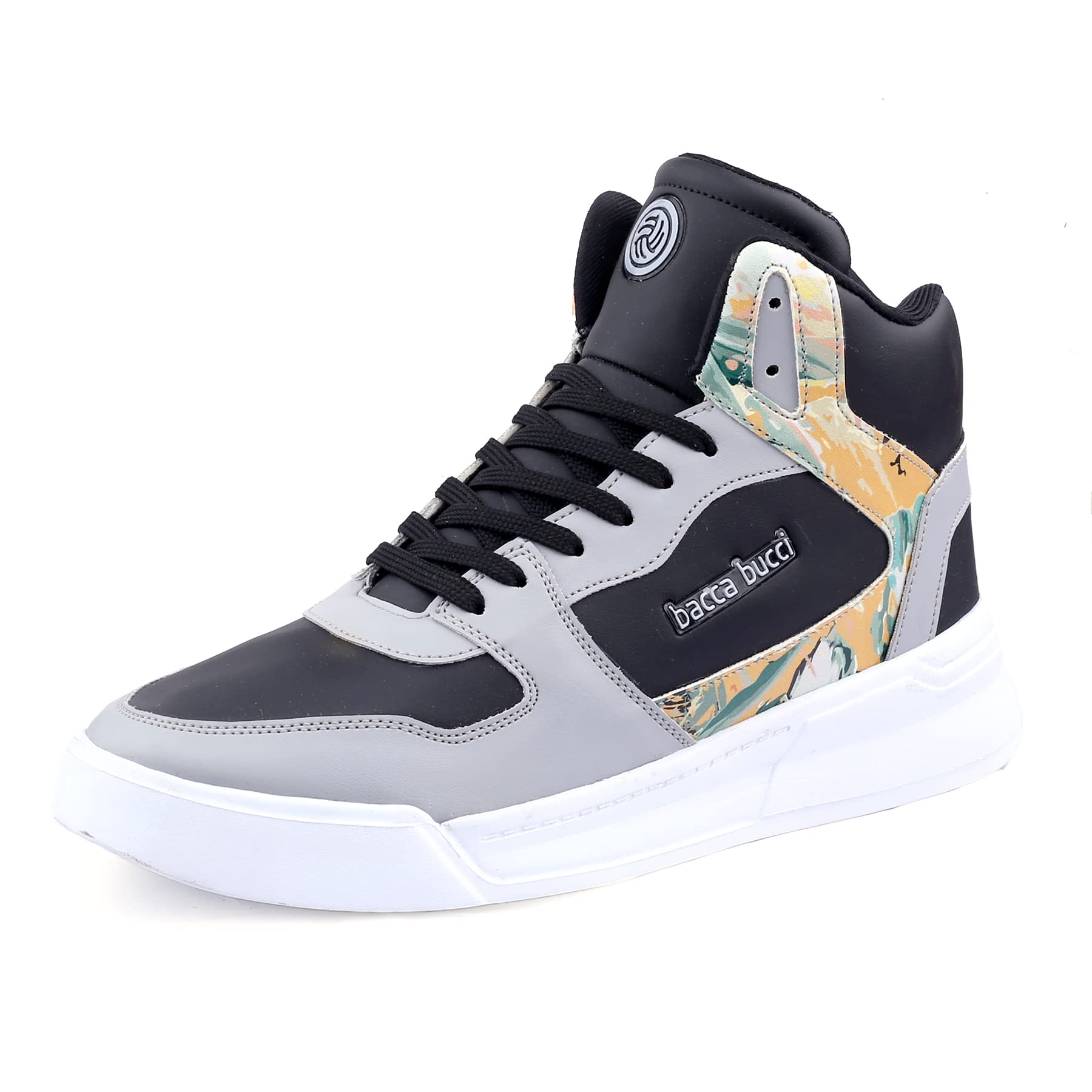 Bacca BucciGYUKI Mid-top Color Block Street Fashion Sneakers for Men with lightweighted Rubber Outsole