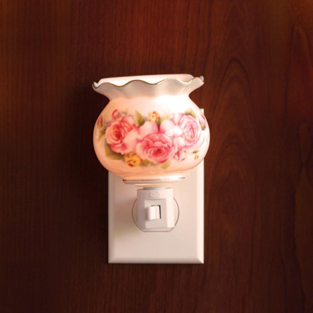 Fine Porcelain Night Light Pink Roses Vase 5"
