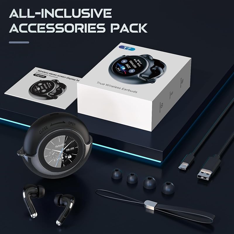 TRAUSI Wireless Earbuds with Smart Touch Screen & 180° Rotating Case – Bluetooth 5.4 Headphones, Noise Cancelling Ear Buds for Clear Calls, Stress Relief Design Earphones image 7