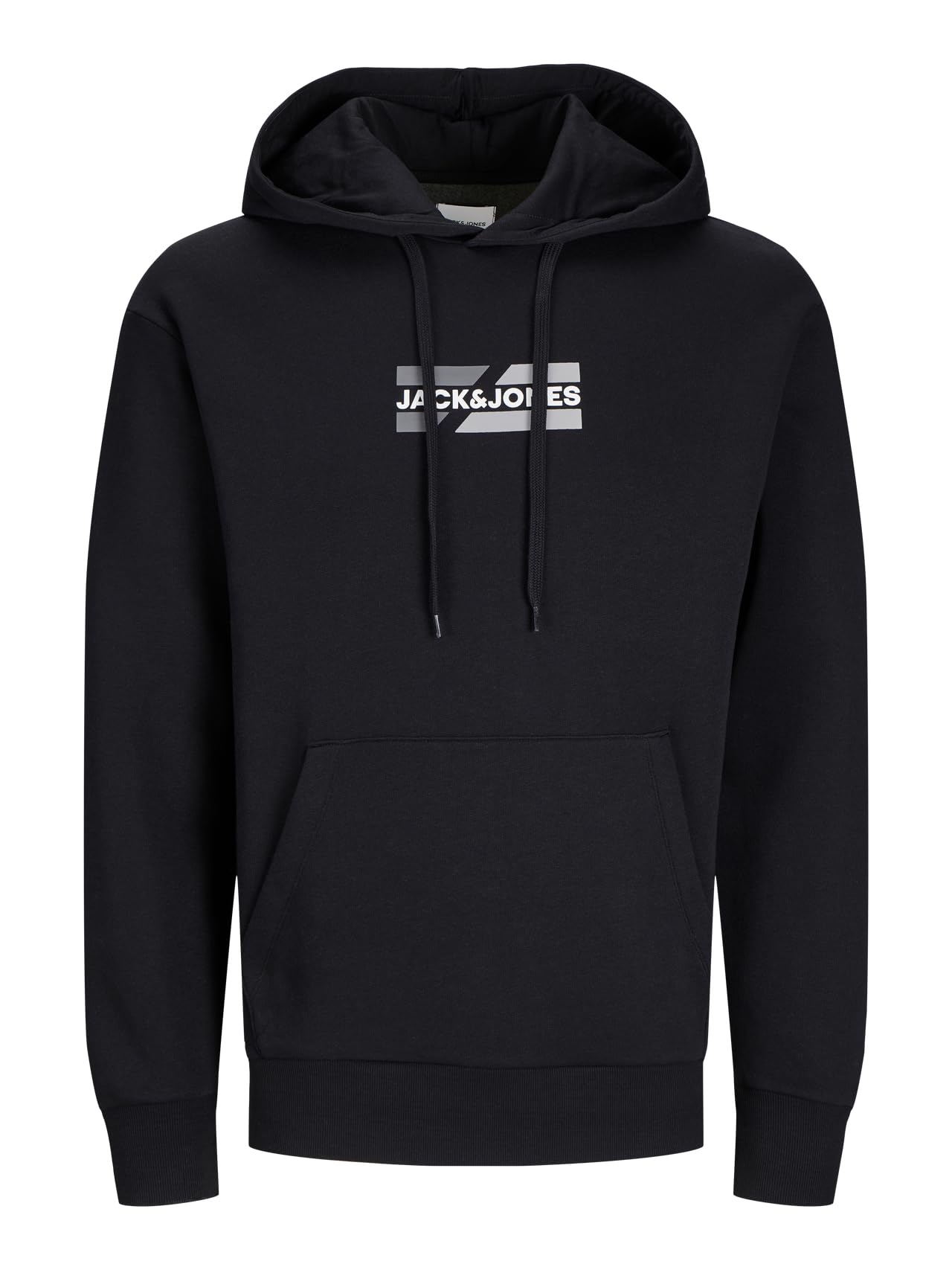 Jack & Jones Men's Black/Detail:01 Hoodies With Pocket, Drawstring Hooded Sweatshirt For Colour, Uk Size - S