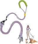 Double Dog Leash No Tangle, Adjustable Split Leads Dual Pet Walking Leash with Comfortable Padded Handle for Three Dogs, Hands - Free Dual Leashes for Small/Medium Pets (Black, Three Leashes)