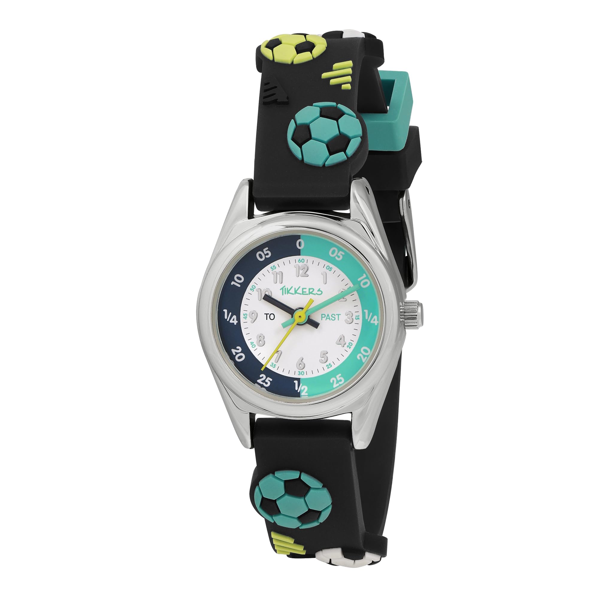 Kids Time Teacher 3D Navy Football Silicone Strap Analogue Watch