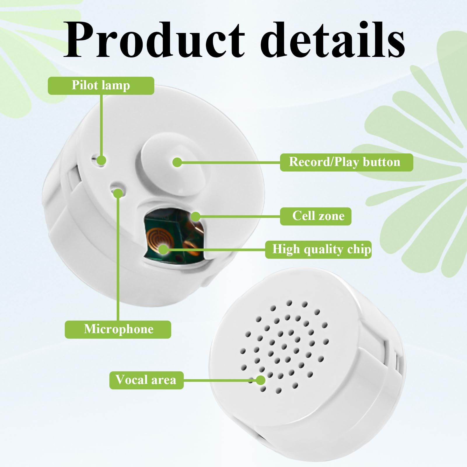2pcs Mini Voice Recorder for Teddy Bears Stuffed Animals 60-Second Recordable Sound Device with Custom Message Button - Image 3