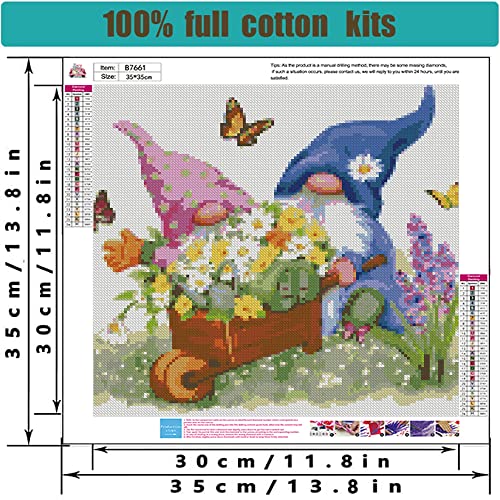 4 Pack Gnome Cross Stitch Kits For Adults - Stamped Crossstitching Kits Preprinted 11 Count Cross-Stitch Kit For Beginner,11Ct Prestamped Easy Pattern Needlepoint Kits Crafts 13.8X13.8-16X12 Inch #TOP6