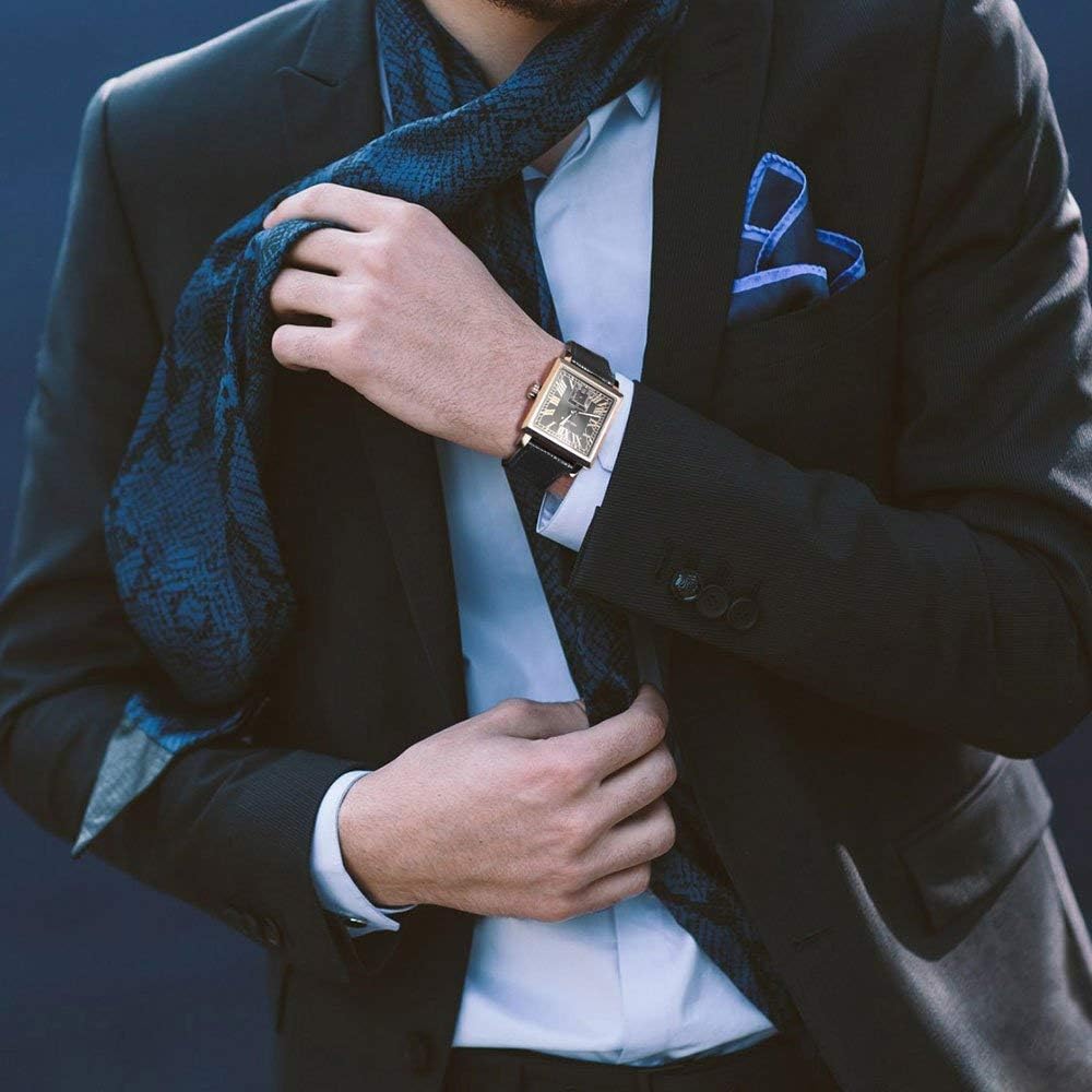 AGELOCER Mechanical Watch, Square Automatic Self Wind Men's Watch Calendar Luminous Retro Rome Dial Men's Wrist Watches - Image 2